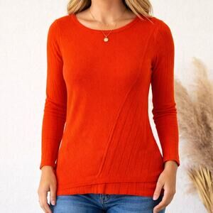 Maeve Anthropologie Orange Knit Sweater Women’s XS Long Sleeve Soft Pullover